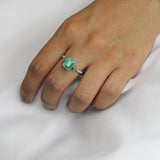 Anillo Piedra Natural Rectangular Esmeralda / 6