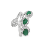 Anillo Piedra Natural con Circonias Esmeralda / 6