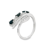 Anillo Piedra Natural con Circonias Esmeralda / 6