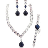 Juego de Plata con Circonia Gota Azul