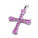 Cruz De Plata Con Piedras Preciosas