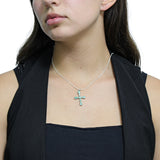 Cruz De Plata Con Piedras Preciosas