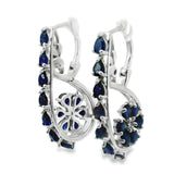 Arete Hilera y Flor de Piedra Natural Zafiro