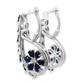 Arete Hilera y Flor de Piedra Natural Zafiro