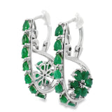 Arete Hilera y Flor de Piedra Natural Esmeralda