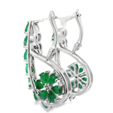 Arete Hilera y Flor de Piedra Natural Esmeralda