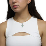 Cruz Piedra Natural con Circonia