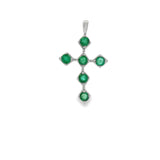 Cruz Piedra Natural Circulos Esmeralda
