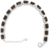 Pulsera de Piedra Natural Rectangular con Circonias Amatista