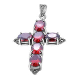 Cruz De Plata Con Marquesita Negro