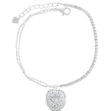 Pulsera Circonia Con Corazón Colgante Blancas