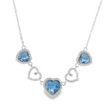 Collar de Circonia con Corazones Azul