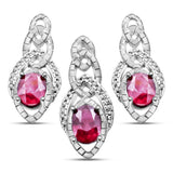 Juego De Plata Con Piedras Preciosas Rubí