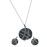 Juego Marquesita Collar y Arete Negro