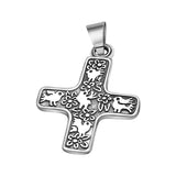Cruz De Plata Con Dibujo De Pájaros