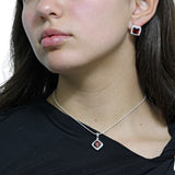 Juego De Cuadrado Plata Con Circonia