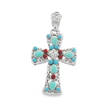 Cruz de Plata con Piedras Turquesa con amatista