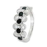 Anillo de Plata con Circonia Trebol Blanco / Negro / 5