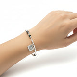 Pulsera Rigida de Plata con Dije Cuadrado