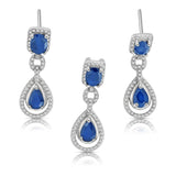 Juego en Forma de Gota con Piedras Preciosas y Circonia Zafiro