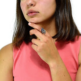 Anillo De Plata Con Marquesita y Circonia