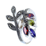 Anillo De Plata Con Marquesita y Circonia