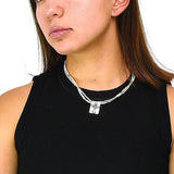Collar Doble Con Cuencas De Plata Y Dije Cruz