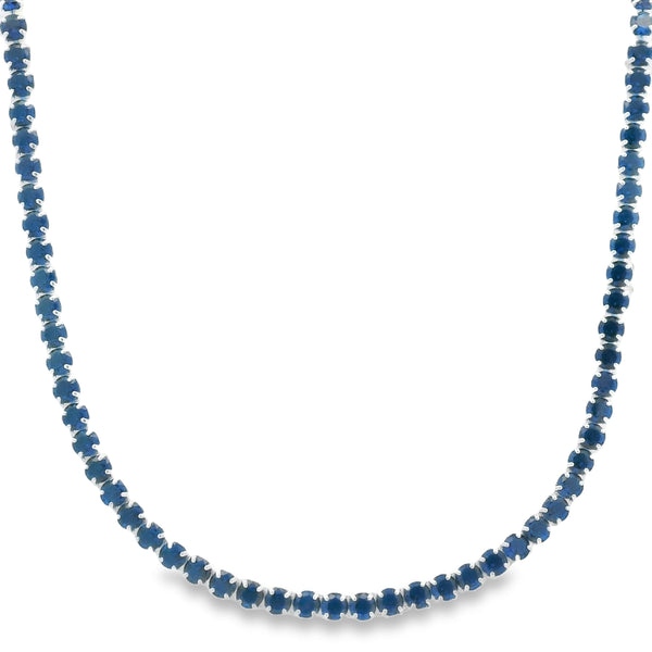 Collar Tenis de Plata con Circonia Azul