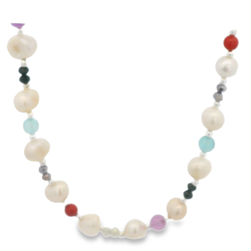 Juego de Cristales con Perlas y Cuencas de Plata