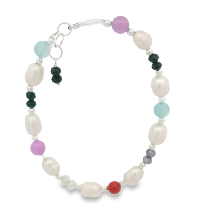 Juego de Cristales con Perlas y Cuencas de Plata