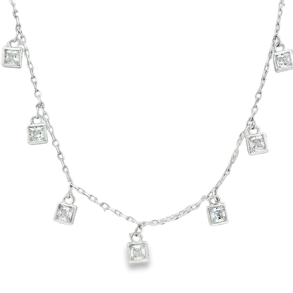 Collar de Plata con Colgantes de Circonia Azul