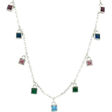 Collar de Plata con Colgantes de Circonia Azul