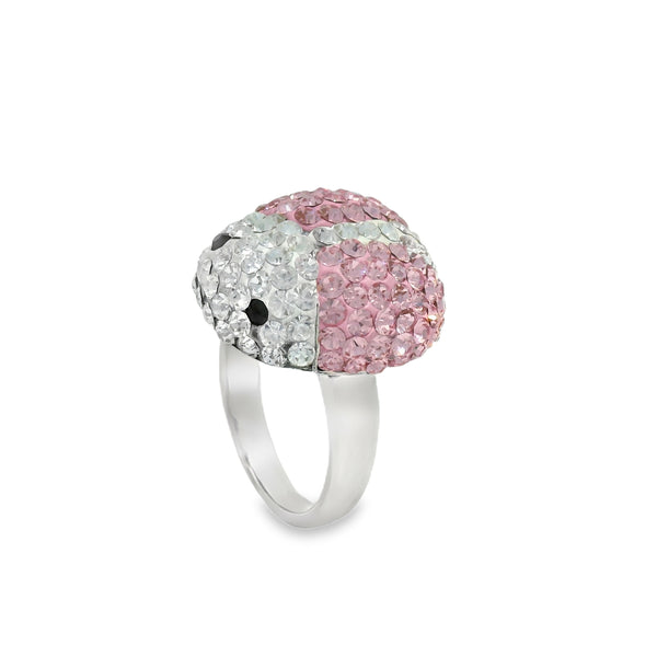 Anillo Plata de Catarina con Cristal Blanco y Rosa / 9