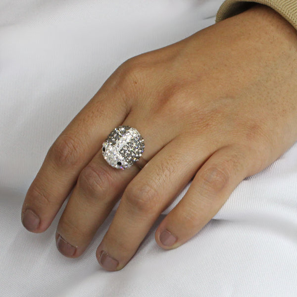 Anillo Plata de Catarina con Cristal Blanco y Rosa / 9