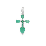 Cruz Piedra Natural con Circonia Esmeralda