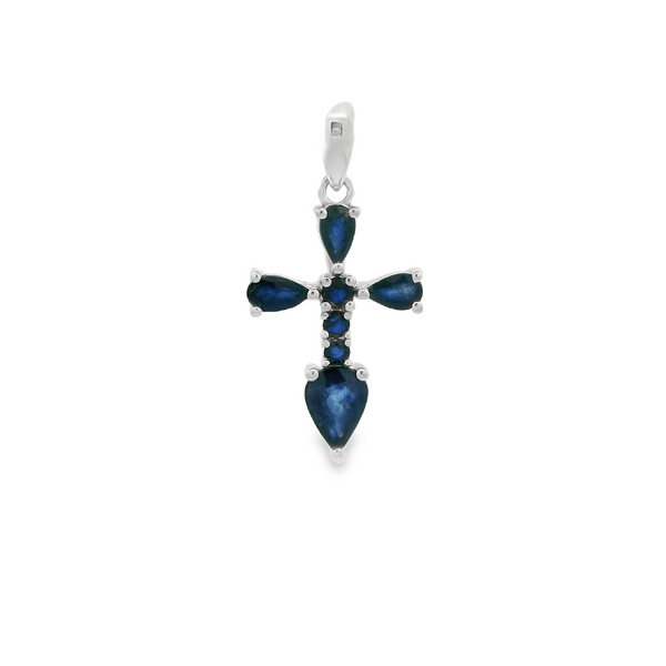 Cruz Piedra Natural con Circonia Esmeralda