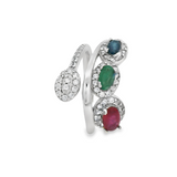 Anillo Piedra Natural con Circonias Esmeralda / 6