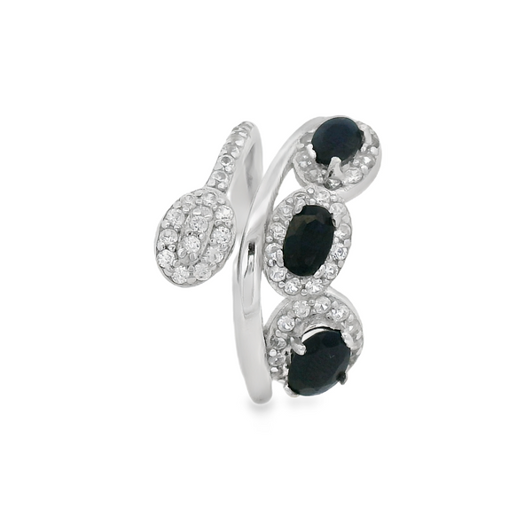 Anillo Piedra Natural con Circonias Esmeralda / 6