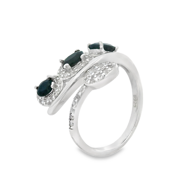 Anillo Piedra Natural con Circonias Esmeralda / 6