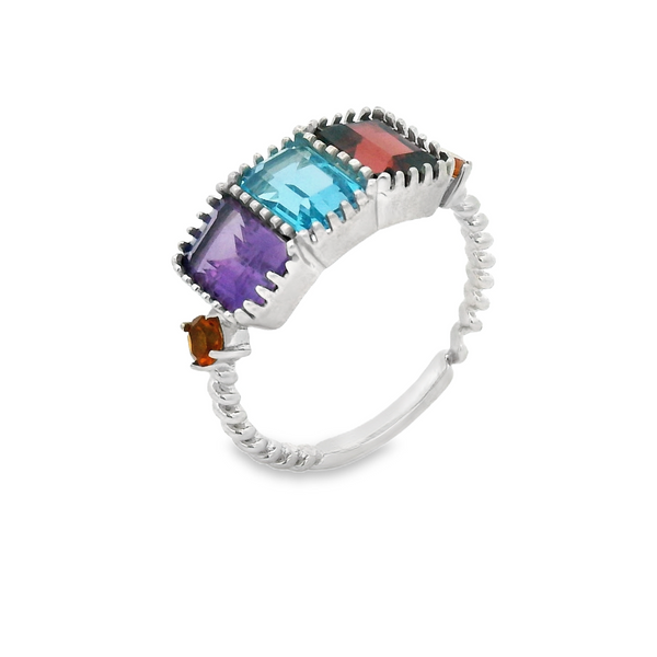 Anillo Piedras Preciosas Multi Multicolor / 6