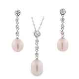 Juego de Perla con Circonia Blanco