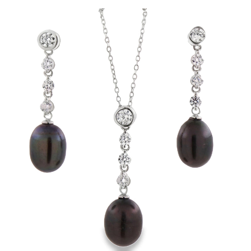 Juego de Perla con Circonia Blanco