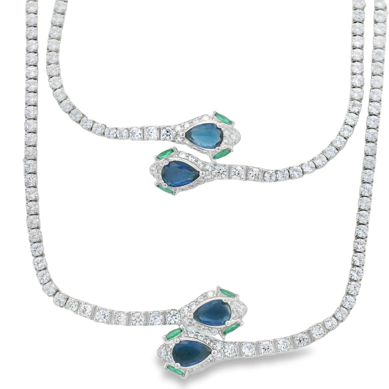 Juego de Vibora con Circonia Tenis Azul