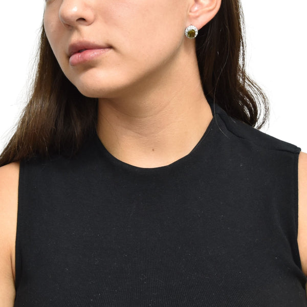 Aretes Broquel Plata Con Piedras Preciosas