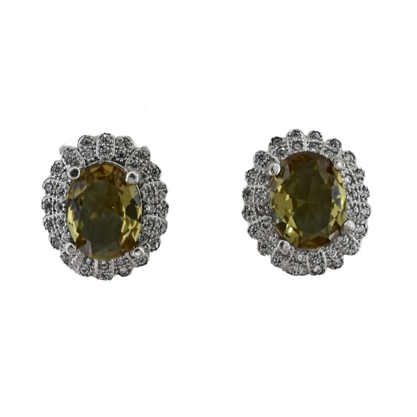 Aretes Broquel Plata Con Piedras Preciosas