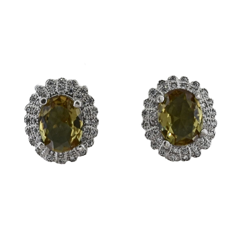 Aretes Broquel Plata Con Piedras Preciosas