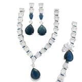 Juego de Plata con Circonia Gota Azul