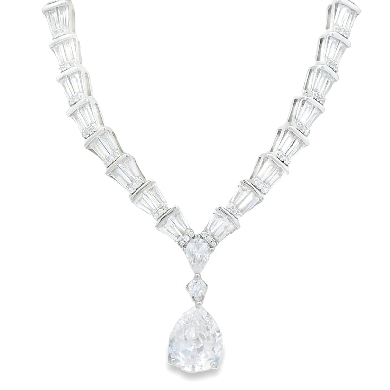 Juego de Plata con Circonia Gota Azul