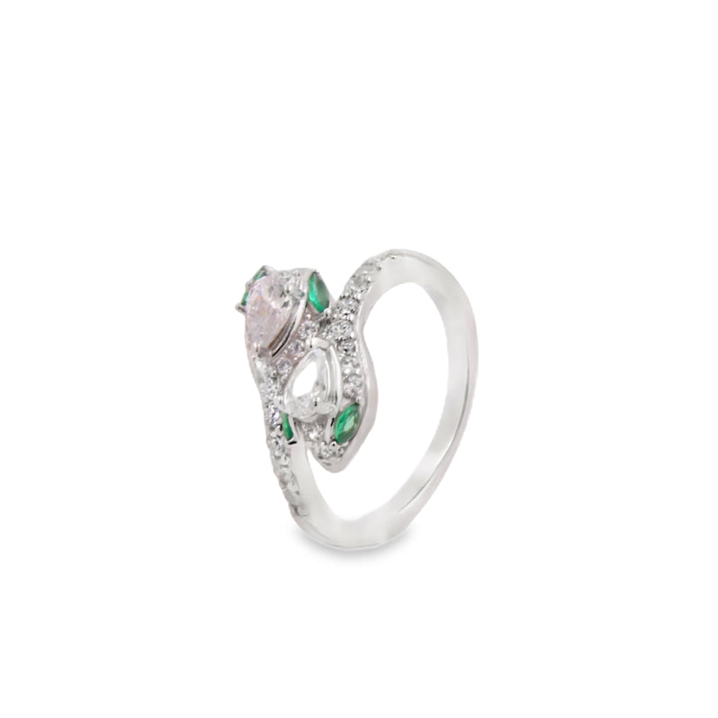 Anillo Cabeza de Vibora con Circonia Verde / 6