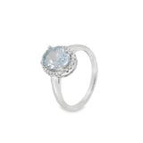 Anillo Ovalado de Piedra Natural con Circonias Amatista / 6